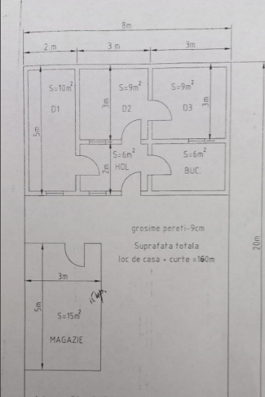 Casa individuala, demolabila, teren 160 mp, Andronache
