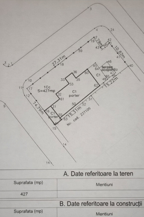 Casa individuala pe un singur nivel. Zona Andronache